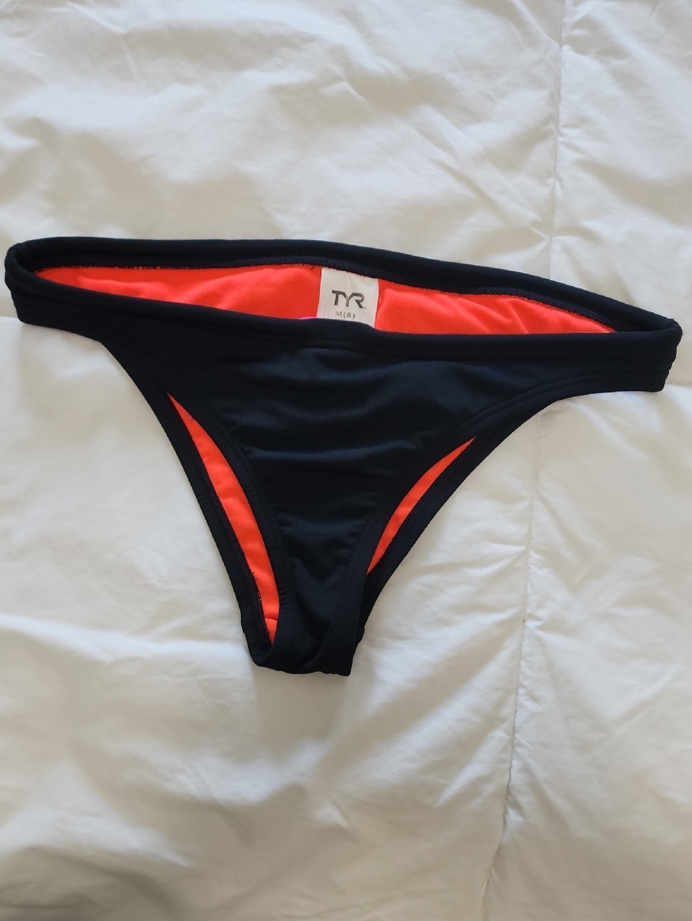 TYR Black Bikini Bottom with Red Contrast Panels